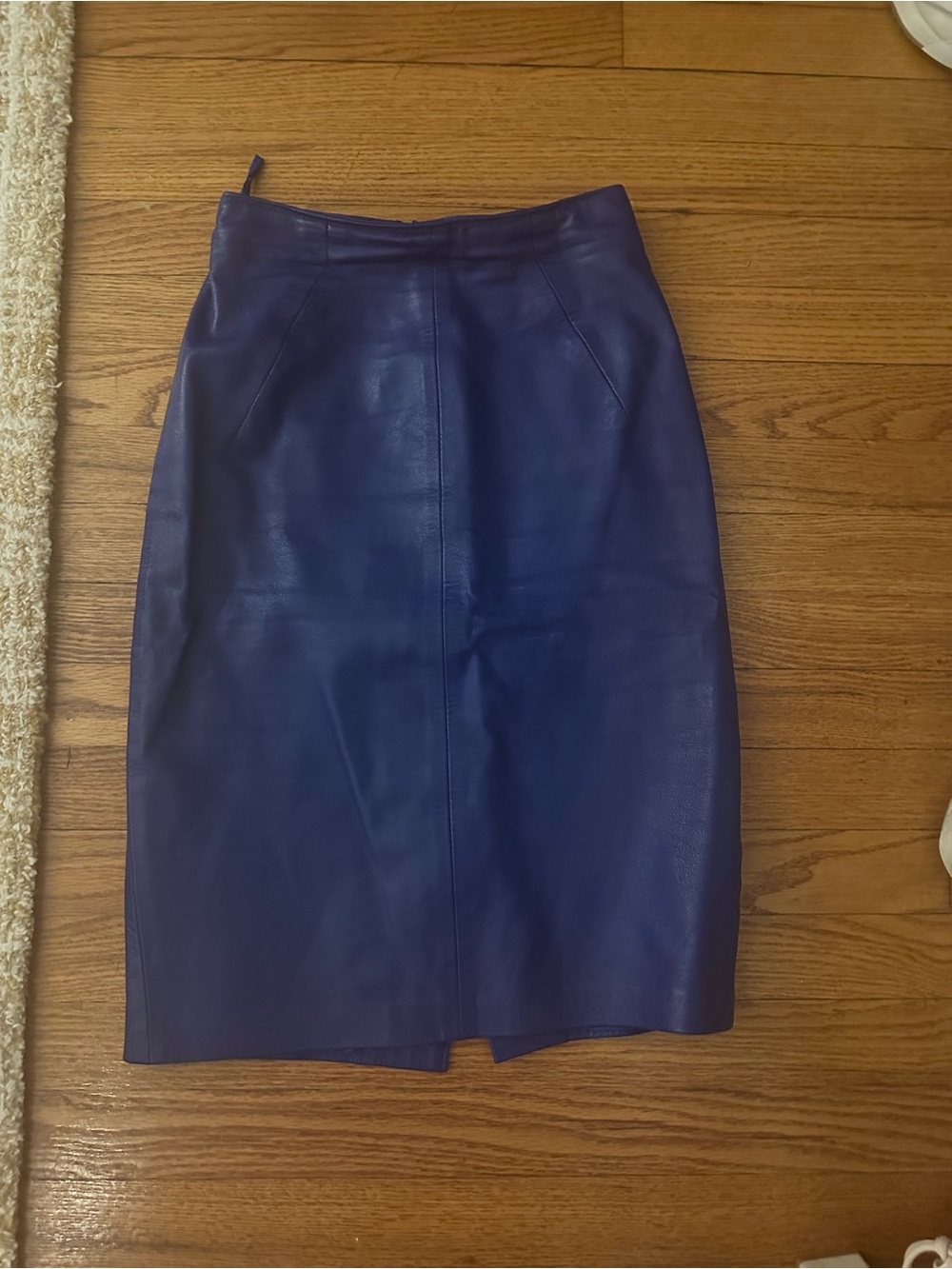 Vintage Michael Hoban North Beach Leather Blue Pencil Skirt